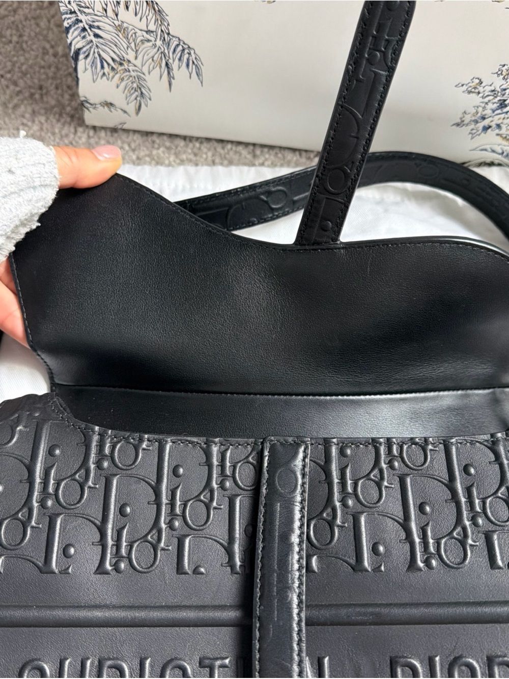 Christian Dior Saddle Bag in Black Dior Gravity Leather D 7 2023 NWT $5000 - Picture 11 of 12